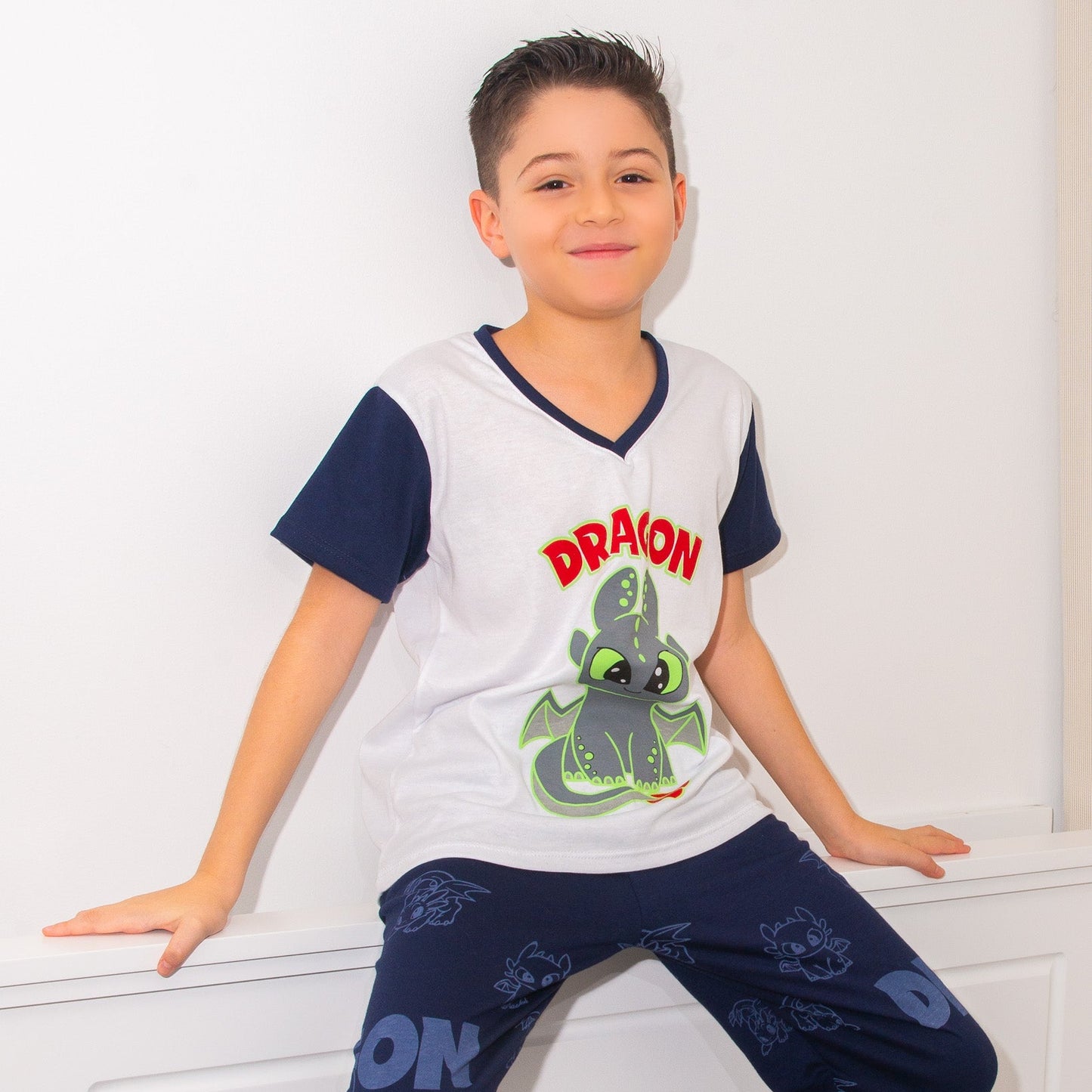 Pijama Infantil Sueño de Dragones – Manga Corta en algodón 100% Americano