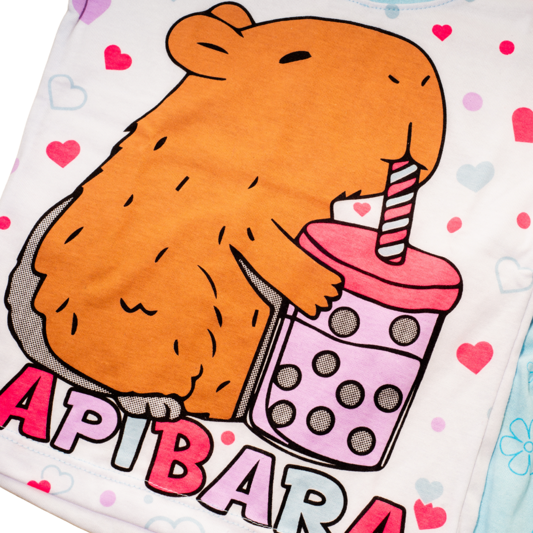 Pijama Infantil Dulce Compañero- Manga corta y Pantalón largo en Algodón 100% Americano